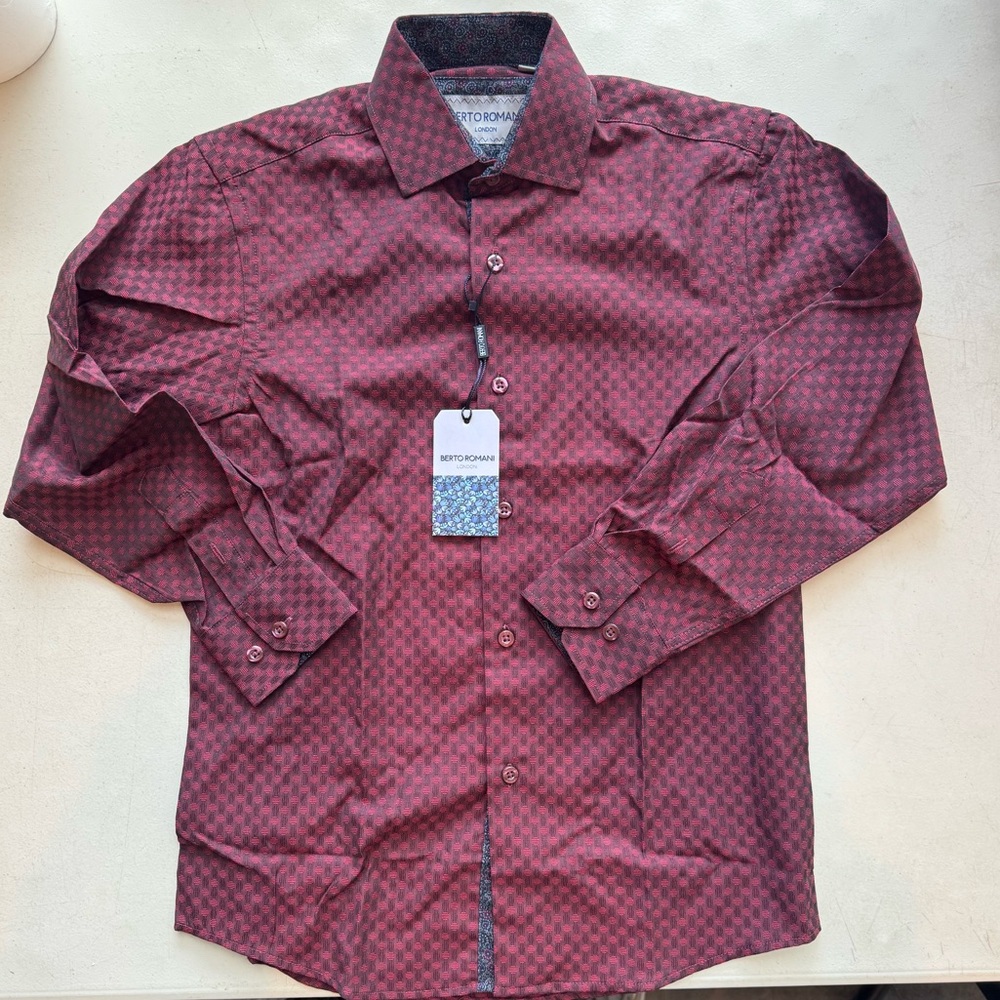 NWT Berto Romani Kid's Button Down Long Sleeve Dress Shirt Size 10
